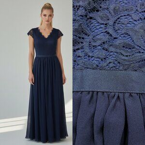 Dark blue lace formal gown - Dressystar brand